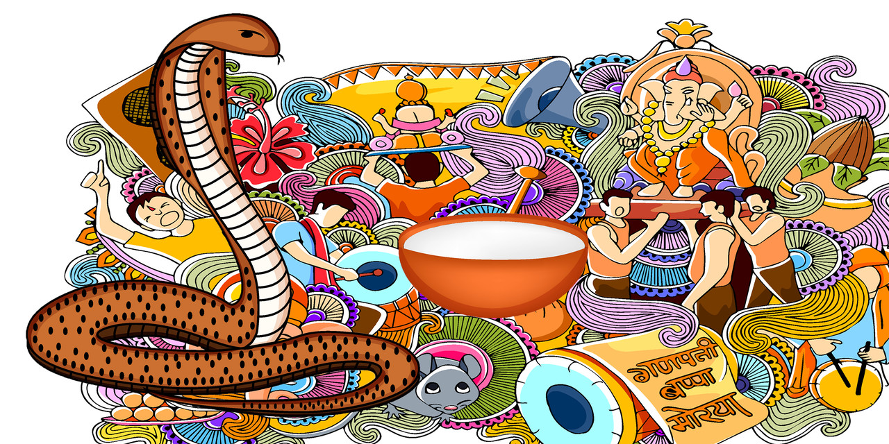 घरकाे मुलढोकामा नागको तस्विर राखी नाग पञ्चमी मनाईदै