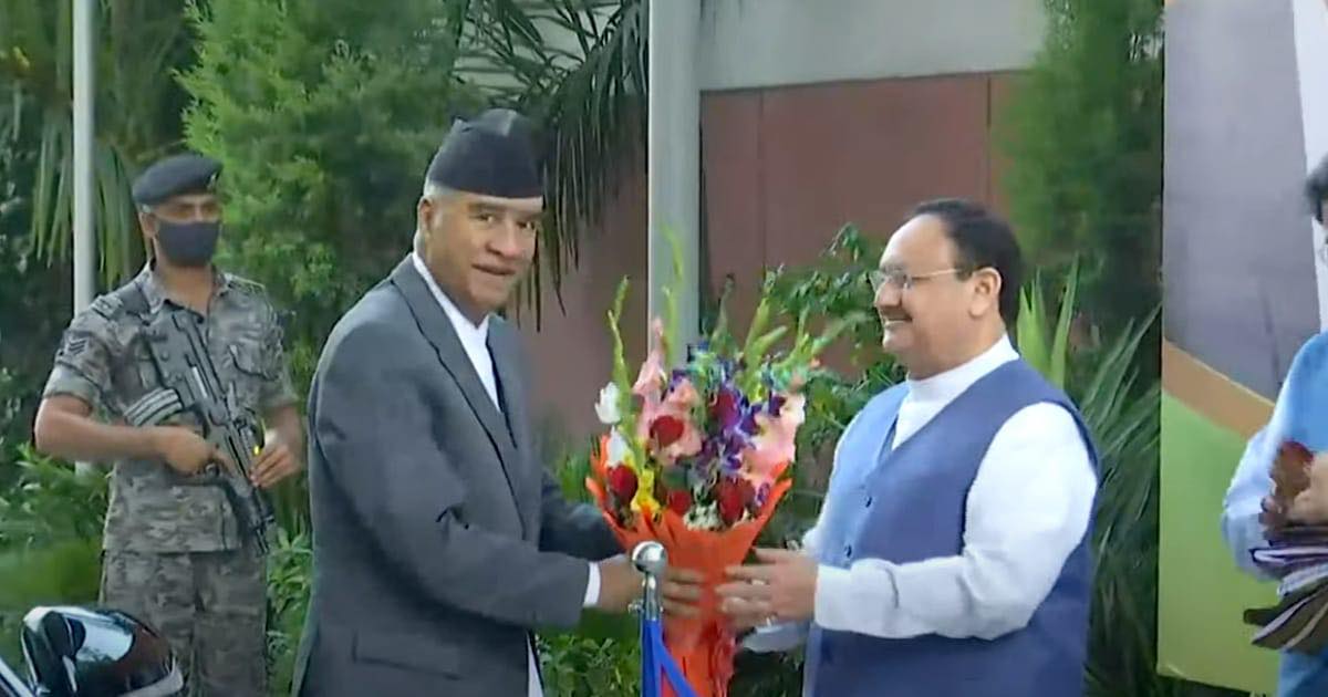 प्रधानमन्त्रीकाे भारत भ्रमणः भाजपाको मुख्यालयमा देउवालाई स्वागत